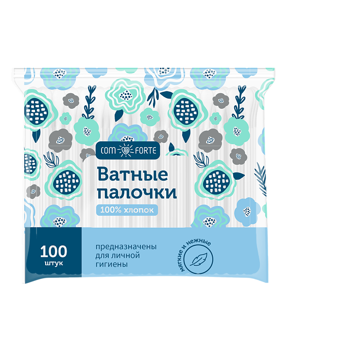 Ватные палочки ComForte, пакет, 100 шт.