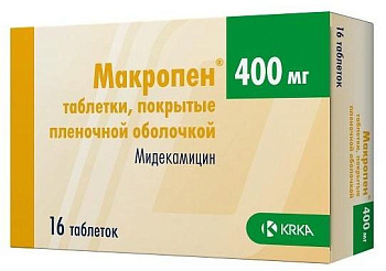 Макропен, таблетки покрыт. плен. об. 400 мг, 16 шт. 