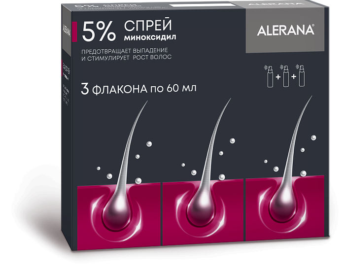 Алерана, спрей 5%, 60 мл, 3 шт. 