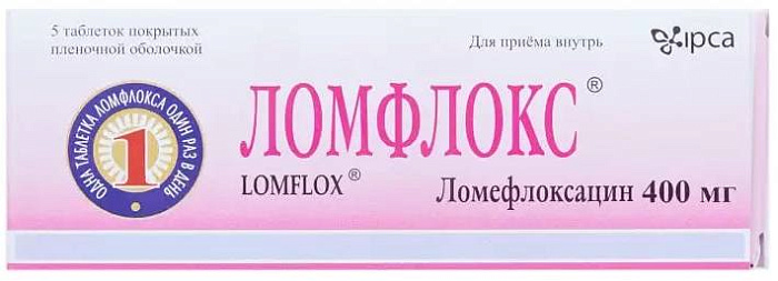 Ломфлокс, таблетки покрыт. плен. об. 400 мг, 5 шт. 