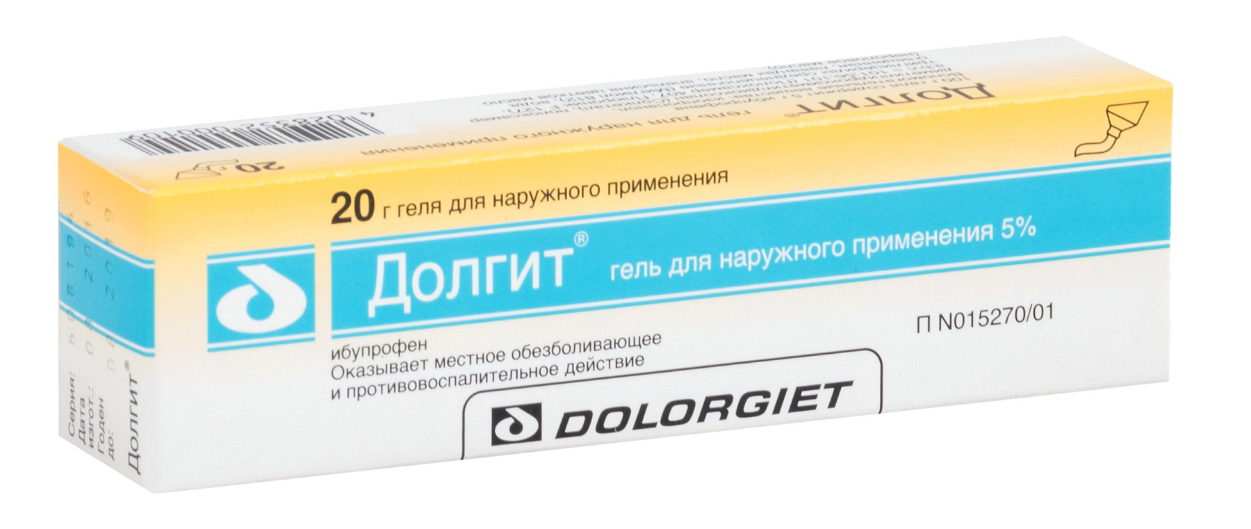 Упаковка препарата Долгит, гель 5%, 20 г