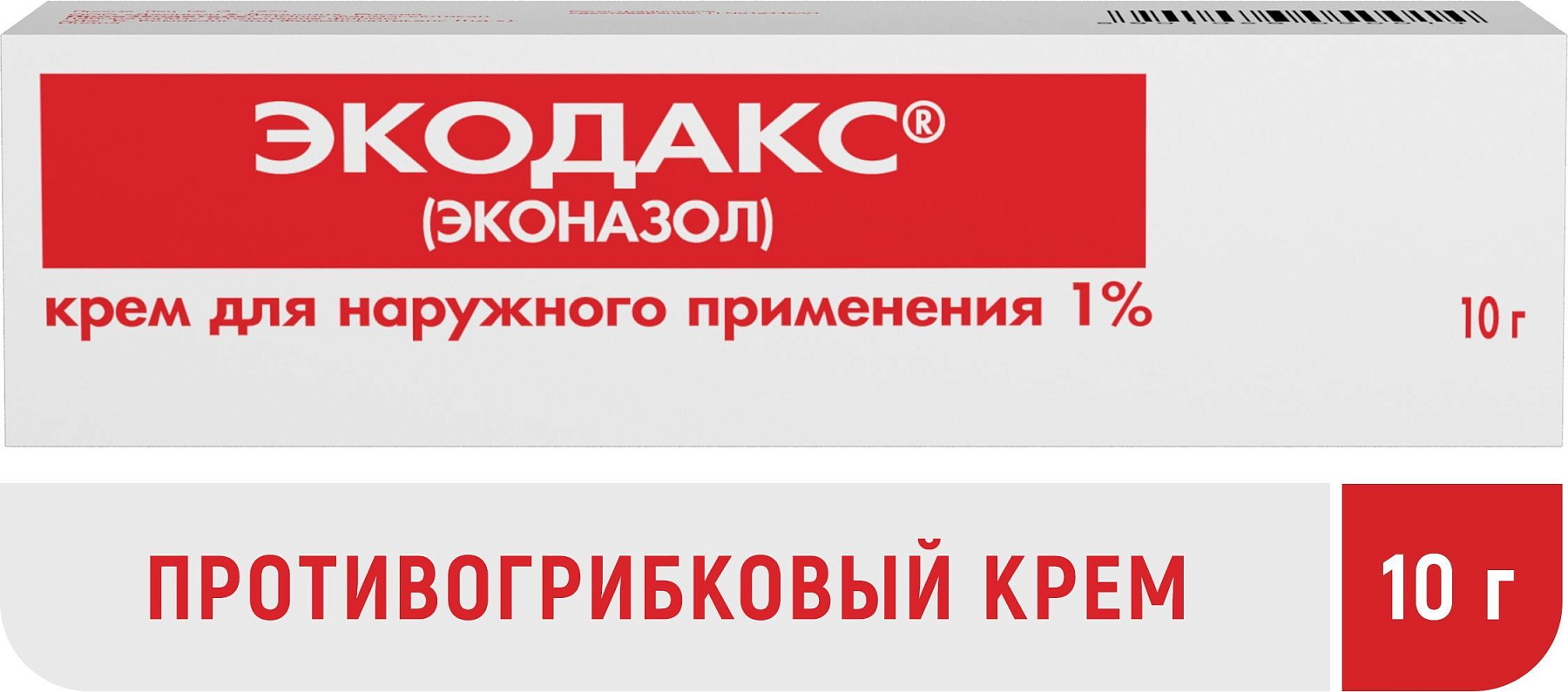 Упаковка препарата Экодакс, крем 1%, 10 г