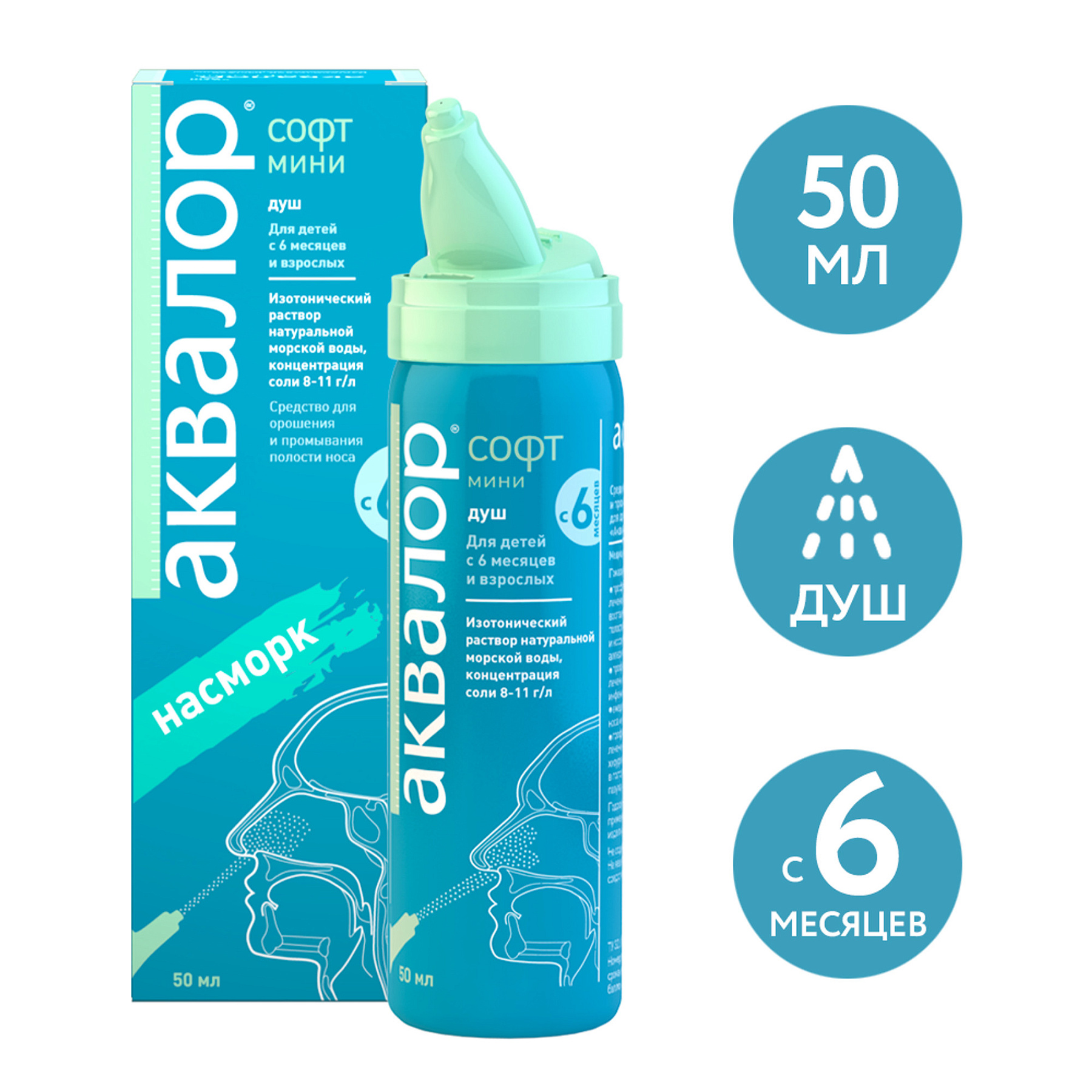 Упаковка препарата Аквалор Софт Мини, 50 мл