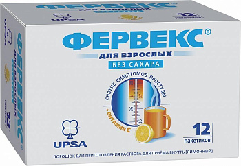 Фервекс, порошок для приготовления раствора Лимон без сахара, пакетики, 12 шт. 