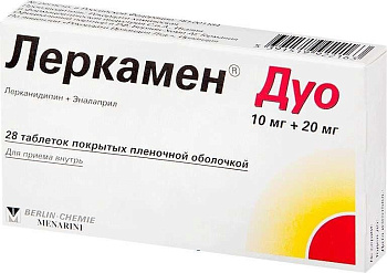 Леркамен Дуо, таблетки покрыт. плен. об. 10мг+20 мг, 28 шт. 