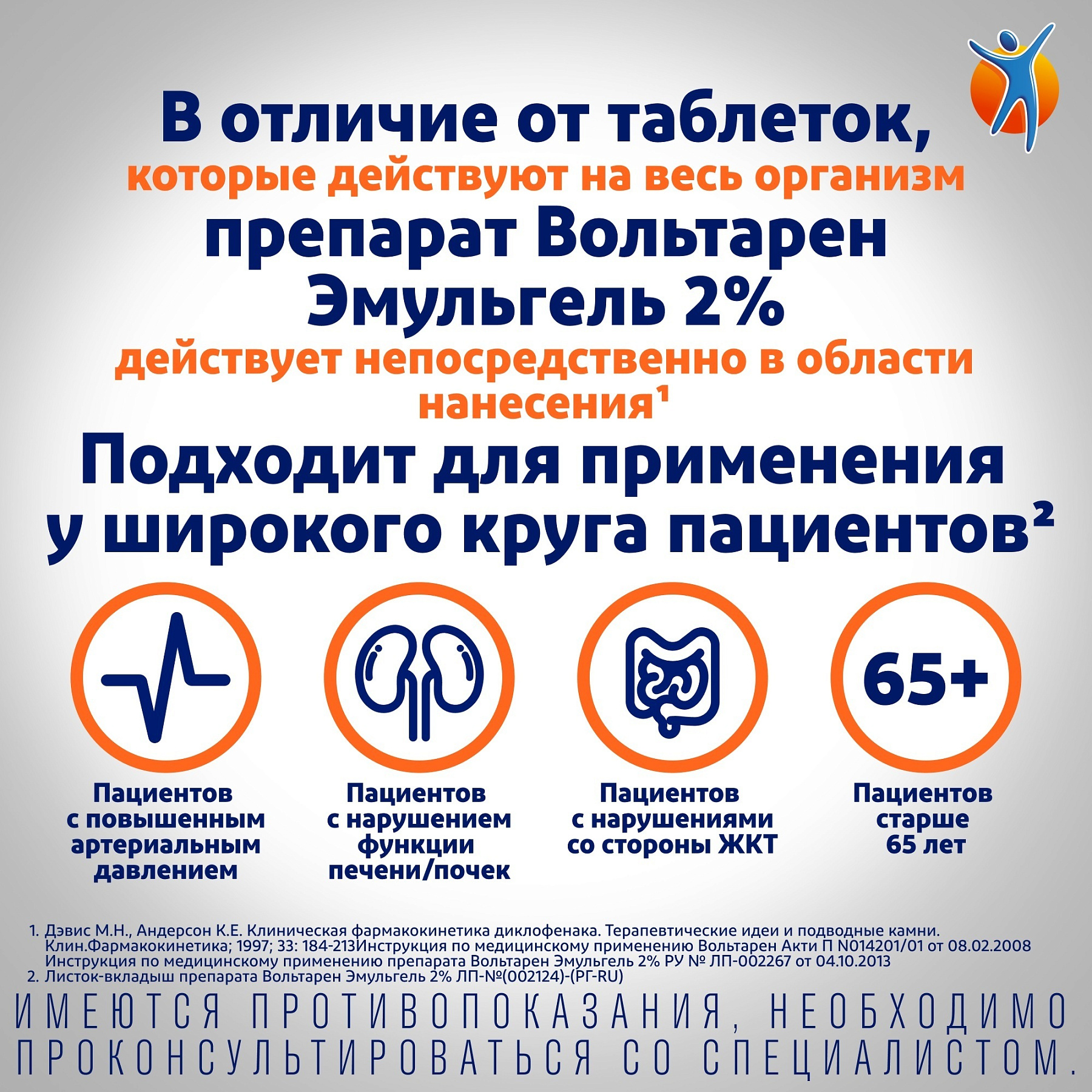 Вольтарен Эмульгель, 12 часов при боли в спине, мышцах и суставах ...