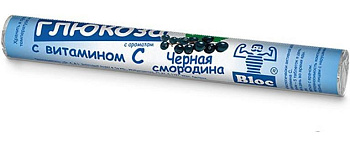 Блок Глюкоза с витамином С, таблетки (черная смородина), 18 шт.