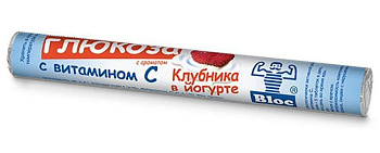 Блок Глюкоза с витамином C, таблетки жевательные (клубника в йогурте), 18 шт.