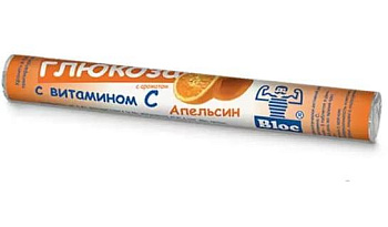 Блок Глюкоза с витамином С (апельсин), таблетки, 18 шт.