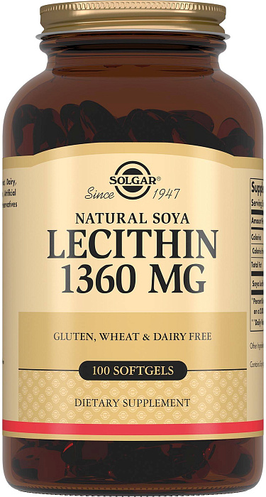 Солгар Натуральный соевый лецитин, капсулы, 100 шт.