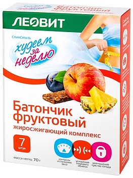 Леовит Худеем за неделю Батончик фруктовый Жиросжигающий Комплекс 10 г, 7 шт. 