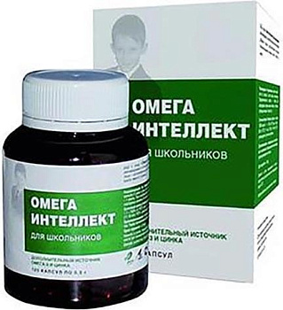 Омега Интеллект Экко Плюс для школьников, капсулы массой 0,5 г, 120 шт.