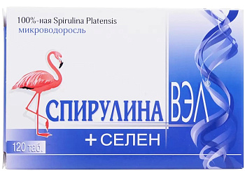 Спирулина ВЭЛ+Селен, таблетки 0,5 г, 120 шт.