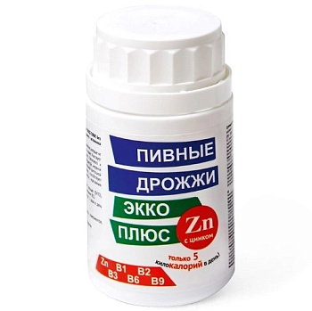 Пивные дрожжи Экко Плюс с цинком, таблетки, 0,45 г, 100 шт.