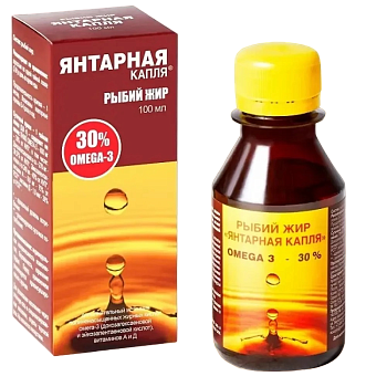 Рыбий жир Янтарная капля Омега-3, флакон 100 мл 
