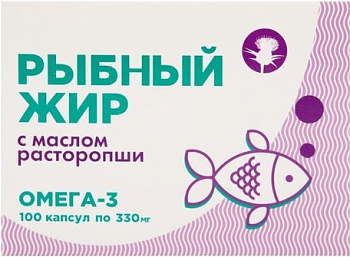 Рыбный жир с маслом расторопши, капсулы 0.33 мг, 100 шт.