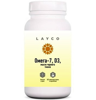Layco Омега-7, D3, масло черного тмина, капсулы, 60 шт.