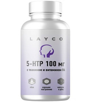 Layco 5-HTP с теанином и витамином В6, капсулы, 30 шт.