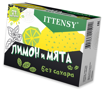 Иттенси Лимон и мята, пастилки для рассасывания без сахара 2,5 г, 24 шт.