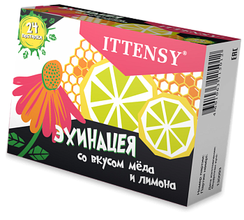 Иттенси, Эхинацея, пастилки для рассасывания, Мед и лимон 2,5 г, 24 шт.