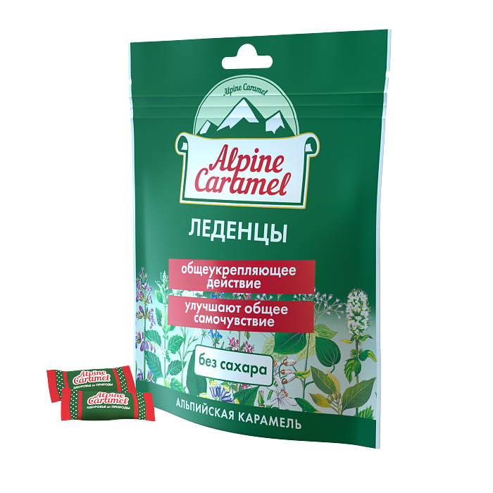 Alpine Caramel Альпийская Карамель леденцы без сахара, 75 г