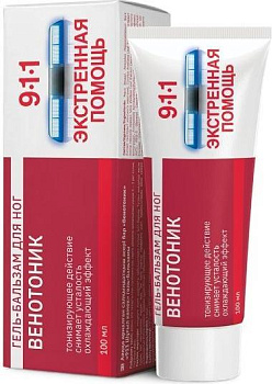 911 Венотоник, гель-бальзам для ног при тяжести, боли и отеках в ногах 100 мл