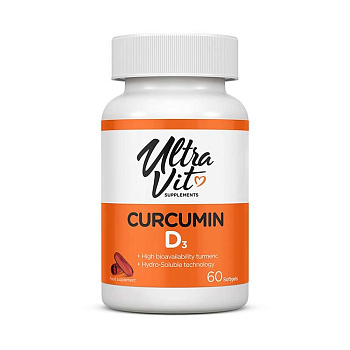 UltraVit, Куркумин и витамин D3, капсулы, 60 шт.