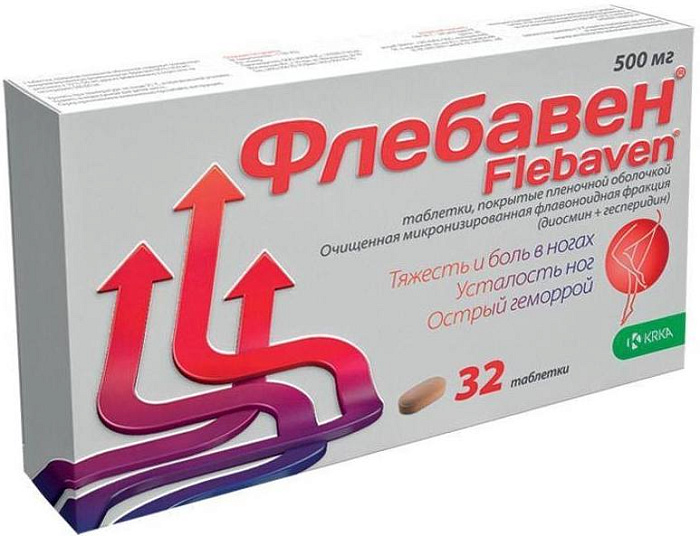 Флебавен, таблетки покрыт. плен. об. 500 мг, 32 шт. 