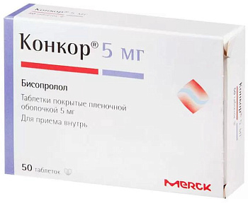 Конкор, таблетки покрыт. плен. об. 5 мг, 50 шт. (арт. 208239)