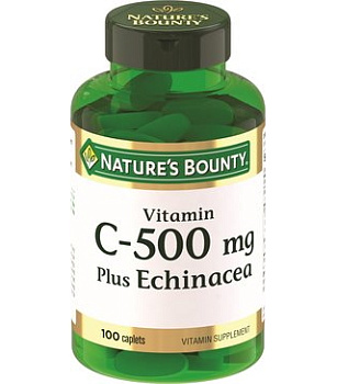 Nature'S Bounty Витамин C 500 мг плюс эхинацея, таблетки, 100 шт
