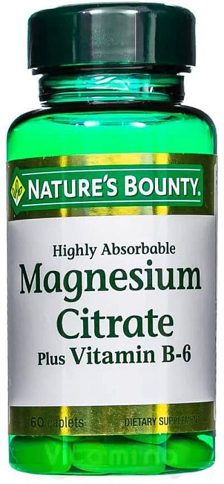 Nature'S Bounty Цитрат магния с витамином В6, таблетки, 60 шт.