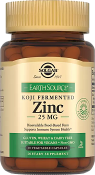Солгар Цинк в ферментированной культуре Коджи, капсулы 25 мг, 30 шт.