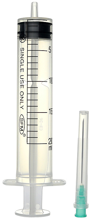 Шприц одноразовый стерильный трехкомпонентный, 20 мл