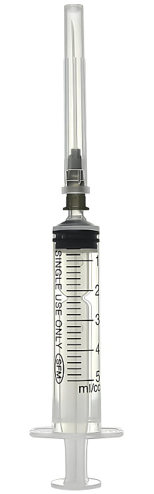 Шприц одноразовый стерильный трехкомпонентный, 5 мл