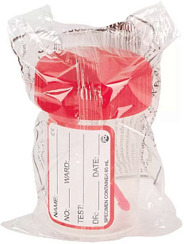 Контейнер стерильный с крышкой и ложкой, 60 мл