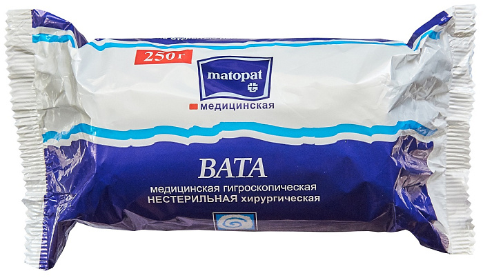 Вата Matopat хирургическая гигроскопическая нестерильная, 250 г