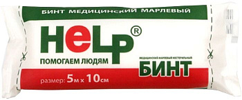 Бинт марлевый нестерильный HELP, 5 м х 10 см