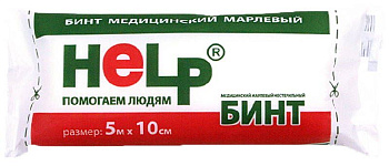 Бинт марлевый стерильный HELP, 5 м х 10 см