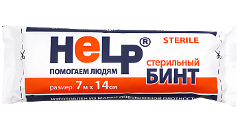 Бинт марлевый стерильный HELP, 7 м х 14 см