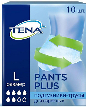 Тена Пантс Плюс, подгузники-трусы (L), 10 шт.