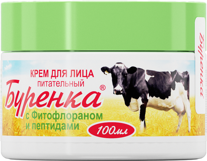 Лошадиная сила Буренка, крем для лица питательный с фитофлораном и пептидами, 100 мл