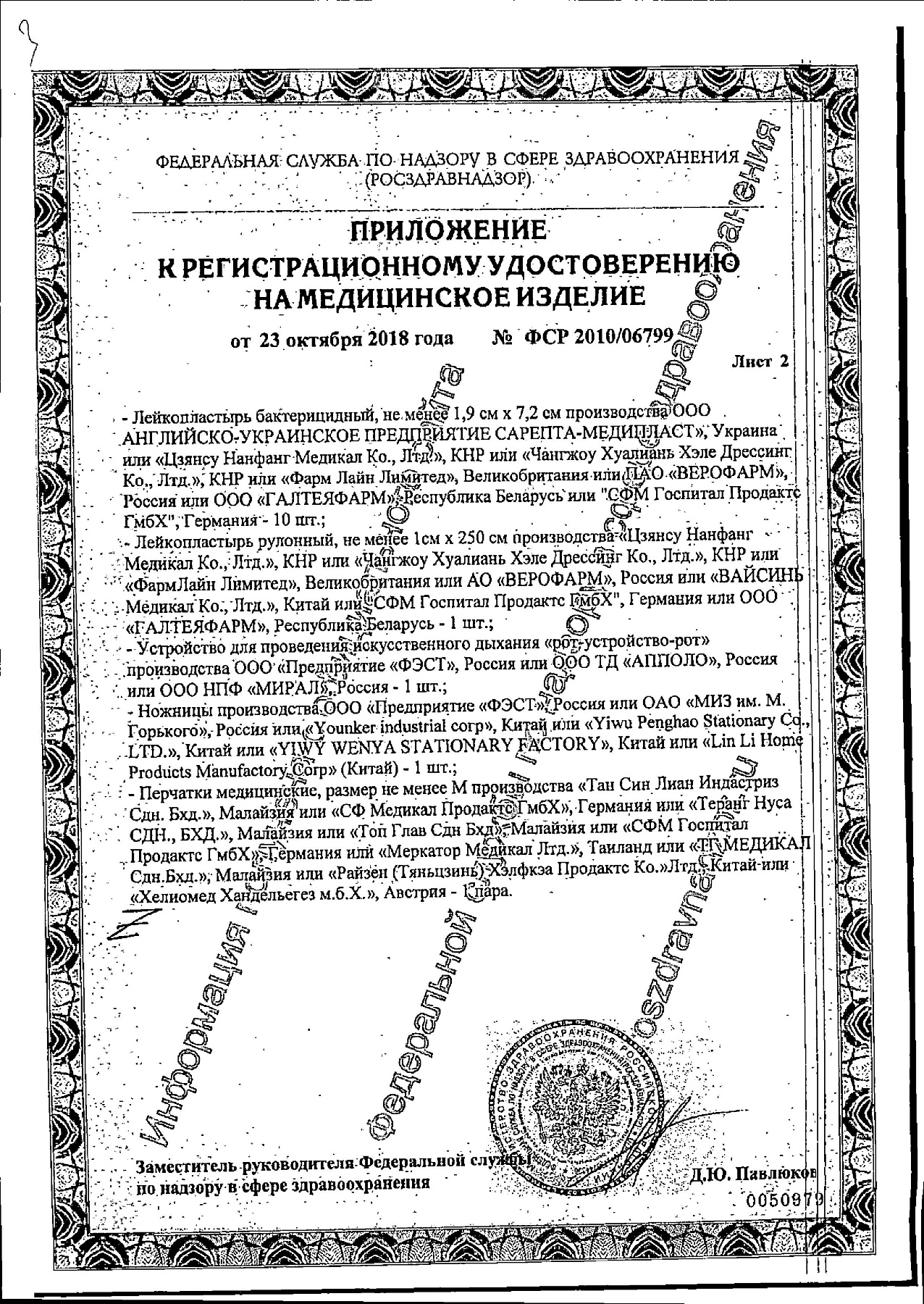 Сертификат на Аптечка автомобильная «Салют»