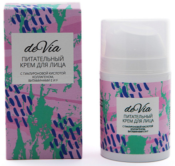 Девиа, крем питательный (гиалуроновая кислота/коллаген/витамины E и F), 50 мл