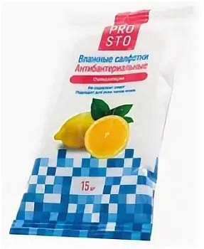 PROSTO, салфетки влажные антибактериальные, 15 шт.