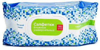 PROSTO, салфетки влажные универсальные с пластиковым клапаном, 100 шт.