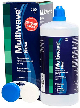 Мультивэйв Нью, раствор офтальмологический для ухода за контактными линзами с контейнером, 350 мл
