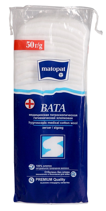 Вата Матопат нестерильная (зиг-заг), 50 г