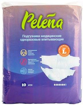 Pelena, подгузники одноразовые (L, 100-160 см), 10 шт.