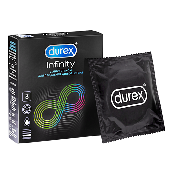 Презервативы Durex Infinity с анестетиком гладкие, 3 шт.