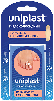 Унипласт, пластырь гидроколлоидный от сухих мозолей 17 мм х 48 мм, 10 шт.